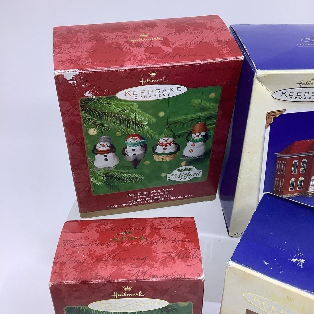 Hallmark Keepsake Ornaments Lot Town Country Mitford Snowmen Village 4 Boxes - Picture 5 of 7